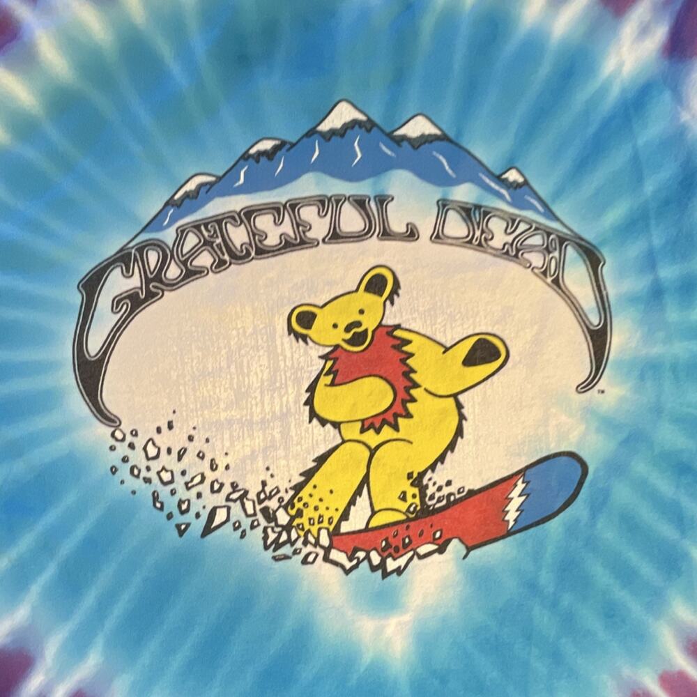 Grateful Dead Tie Dye Dancing Bears Snowboarding Long Sleeve Shirt Size M - Picture 2 of 7